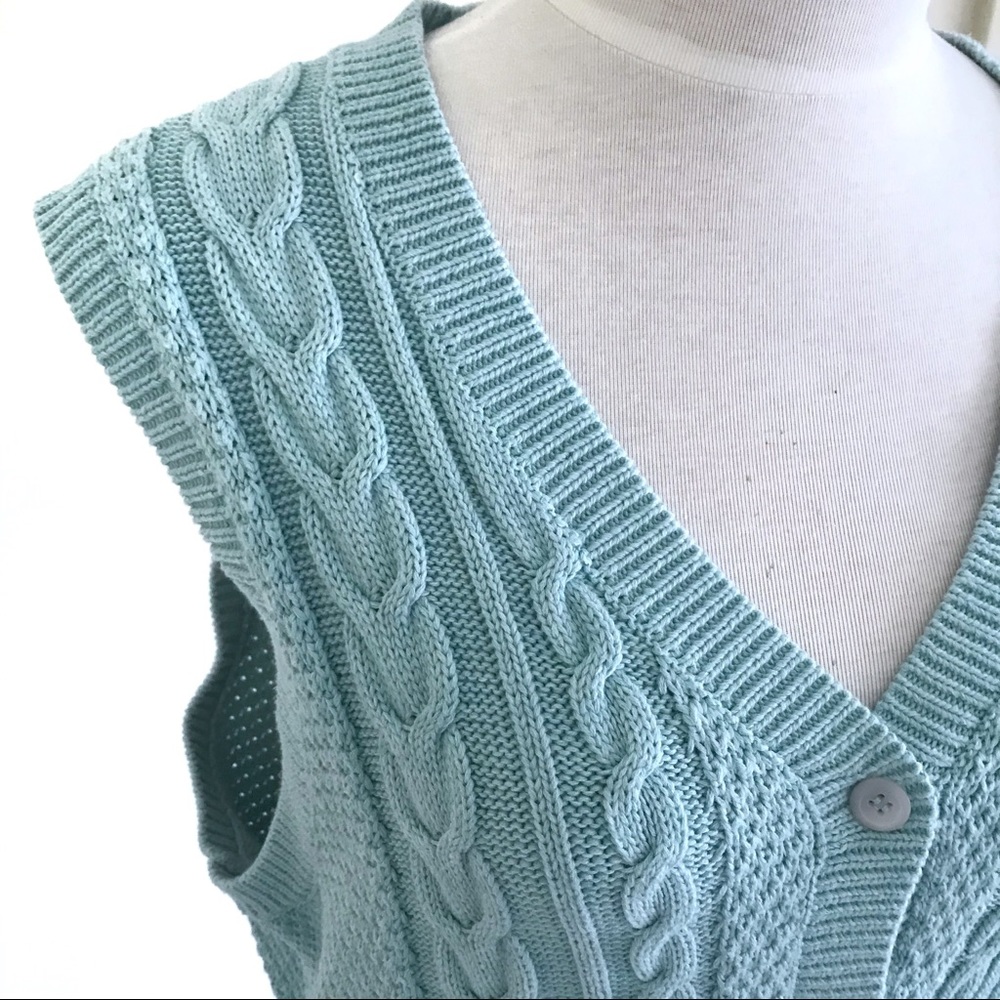 Pendleton Cable Knit Button Vest Cotton - image 2